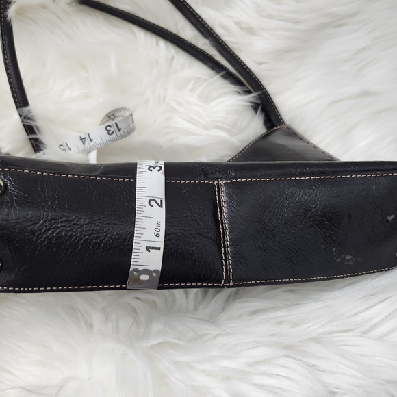 FOSSIL Black Leather Shoulder Bag Purse - Picture 8 of 14